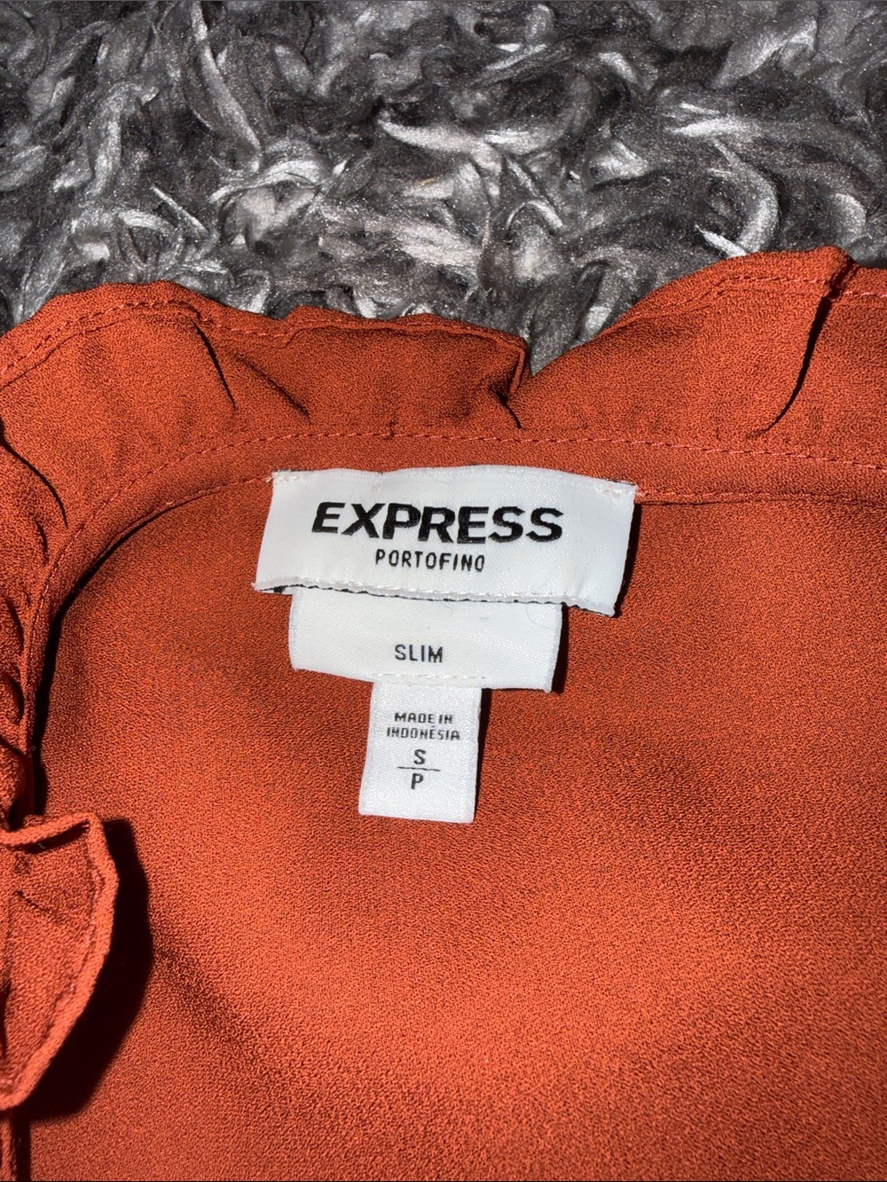 Rust Ruffle-Trim Button-Down Blouse - Picture 3 of 4